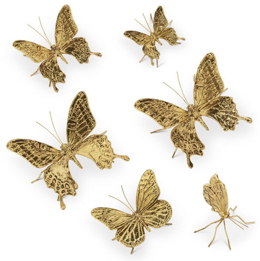 Set of 6 Gold Butterflies