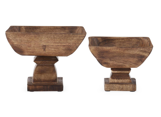 Square Wood Bowls on Pedestals (Various Sizes)