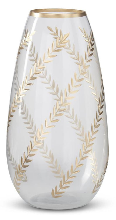 Gold Gilded Leaf Etched Glass Vases (Various Sizes)