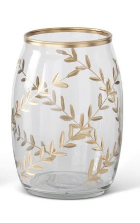 Gold Gilded Leaf Etched Glass Vases (Various Sizes)