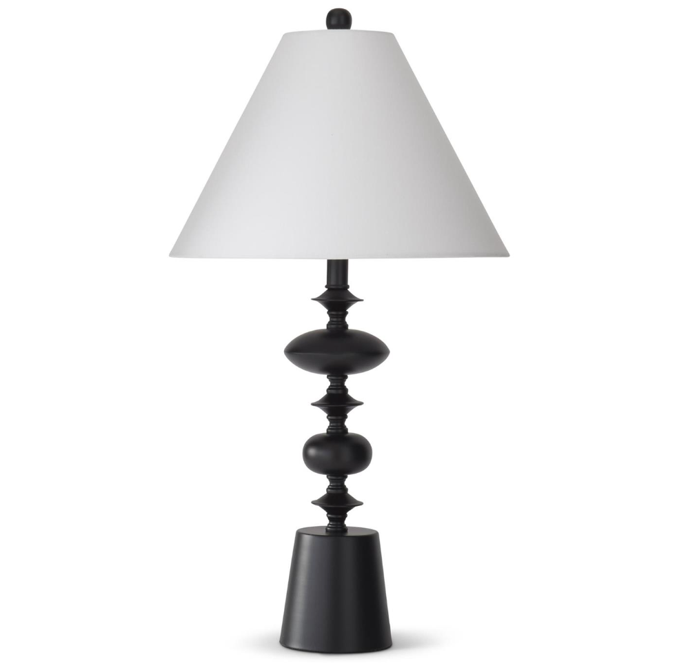 28.75" Matte Black Metal Lamp w/ White Shade