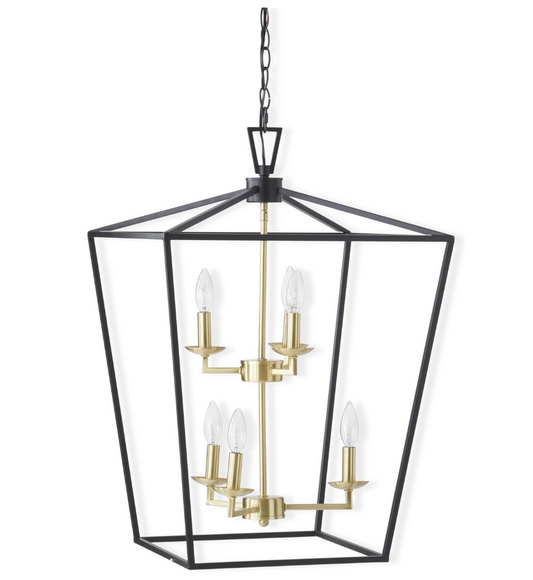 27.75" Black & Gold 6 Arm Chandelier