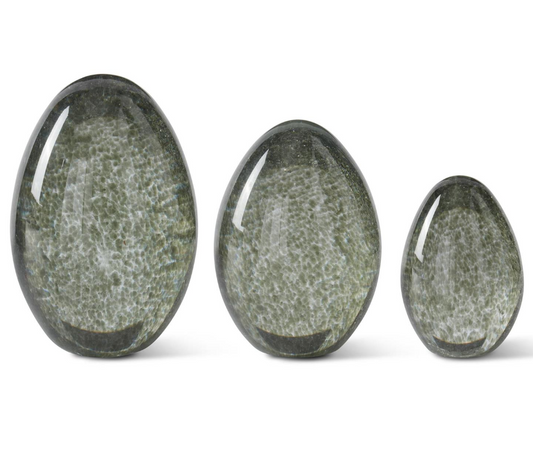 Green Speckled Glass Eggs (Various Sizes)