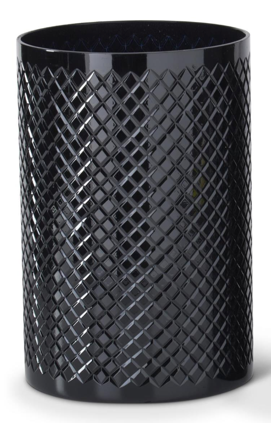 Hobnail Black Glass Cylinder Vase (Various Sizes)