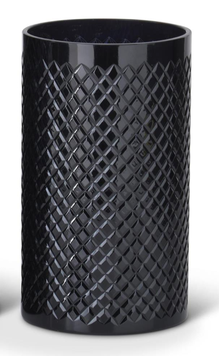 Hobnail Black Glass Cylinder Vase (Various Sizes)