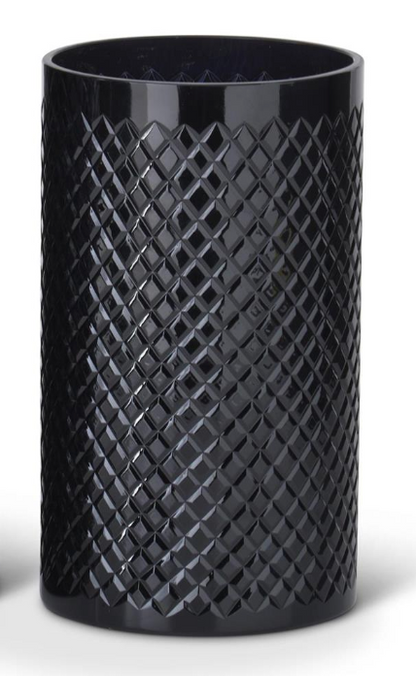 Hobnail Black Glass Cylinder Vase (Various Sizes)