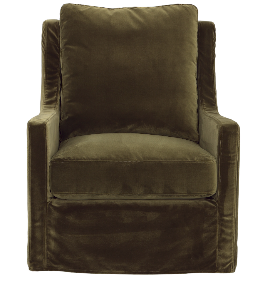 Bret Swivel Chair, Vintage Velvet Olive