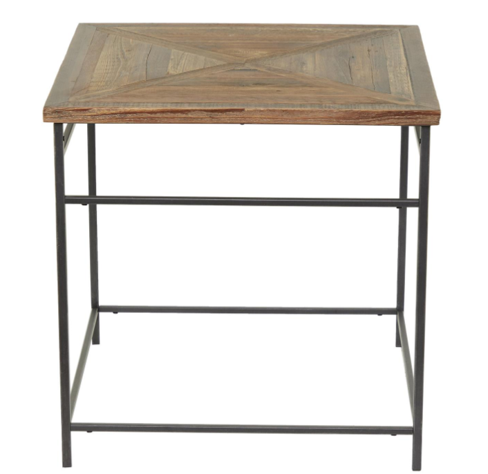 Wooden Accent Table w/ Black Metal Base