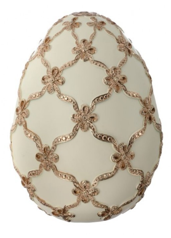 9" Resin Gilded Lattice Egg, Ivory Champagne