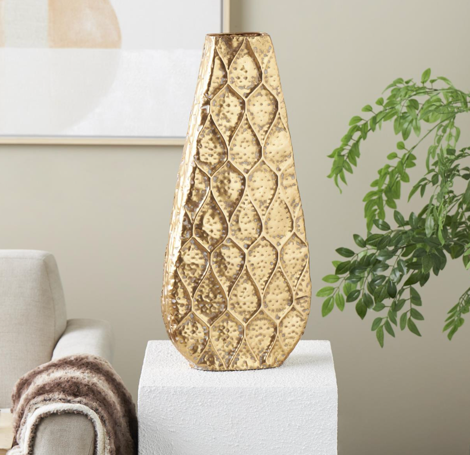 Gold Textured Teardrop Vase