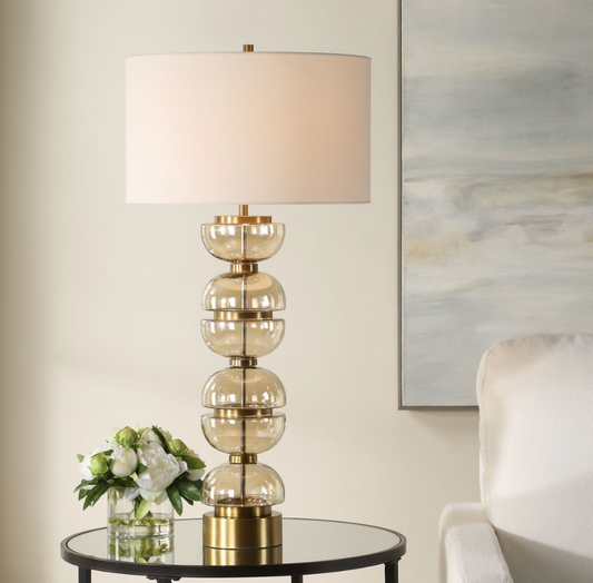 Stacked Amber Table Lamp