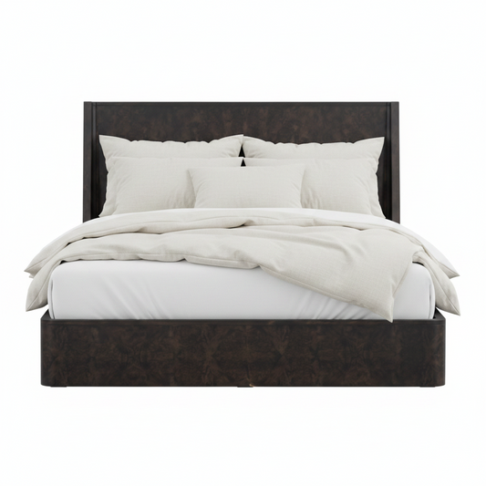 Marielle King Bed, Burl Wood