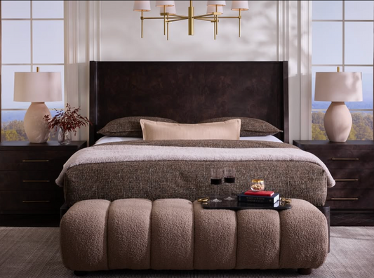 Marielle King Bed, Burl Wood