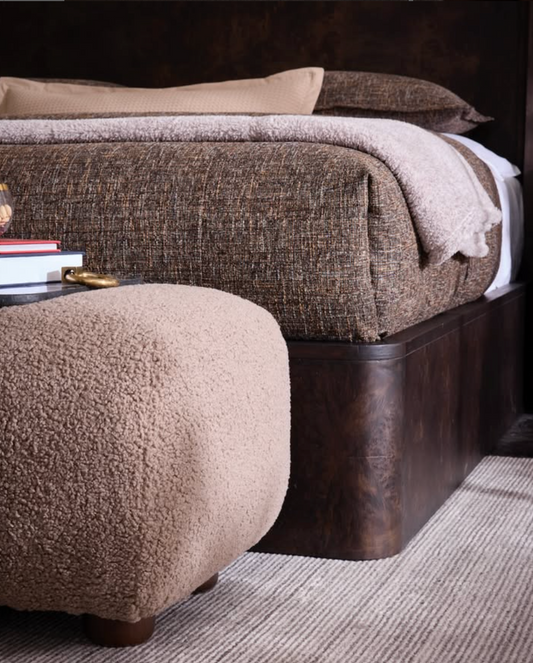 Marielle King Bed, Burl Wood