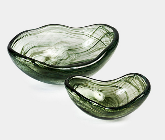 Swirled Olive Glass Bowls
