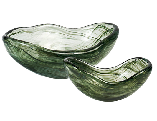 Swirled Olive Glass Bowls