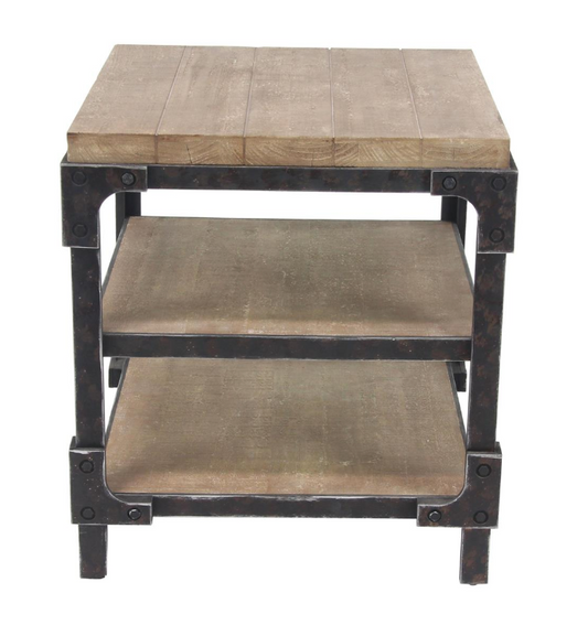 Industrial Wood Side Table