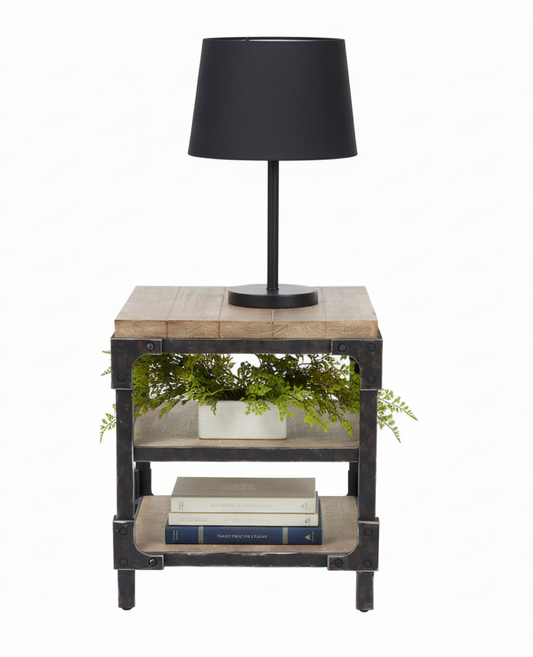 Industrial Wood Side Table