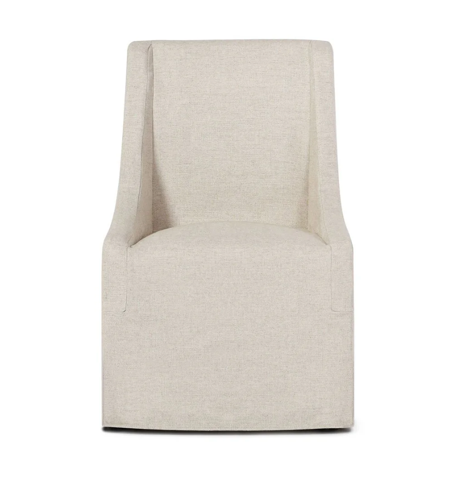 Warwick Upholstered Rolling Dining Chair, Oatmeal