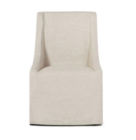 Warwick Upholstered Rolling Dining Chair, Oatmeal