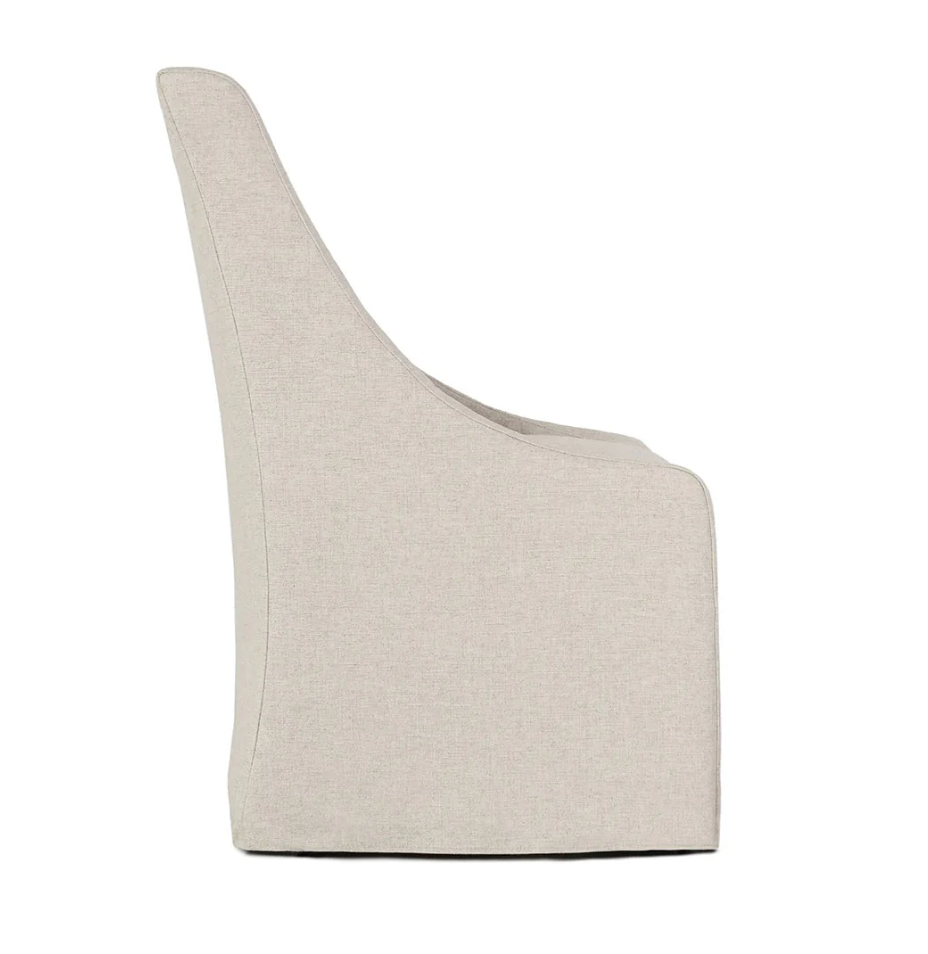 Warwick Upholstered Rolling Dining Chair, Oatmeal