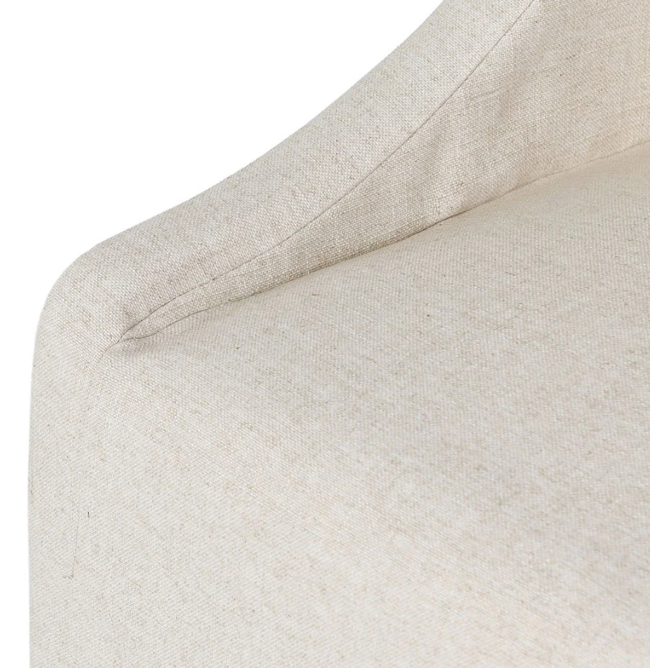 Warwick Upholstered Rolling Dining Chair, Oatmeal