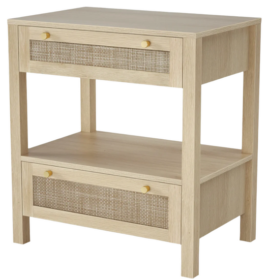 Rattan Nightstand w/ Drawers