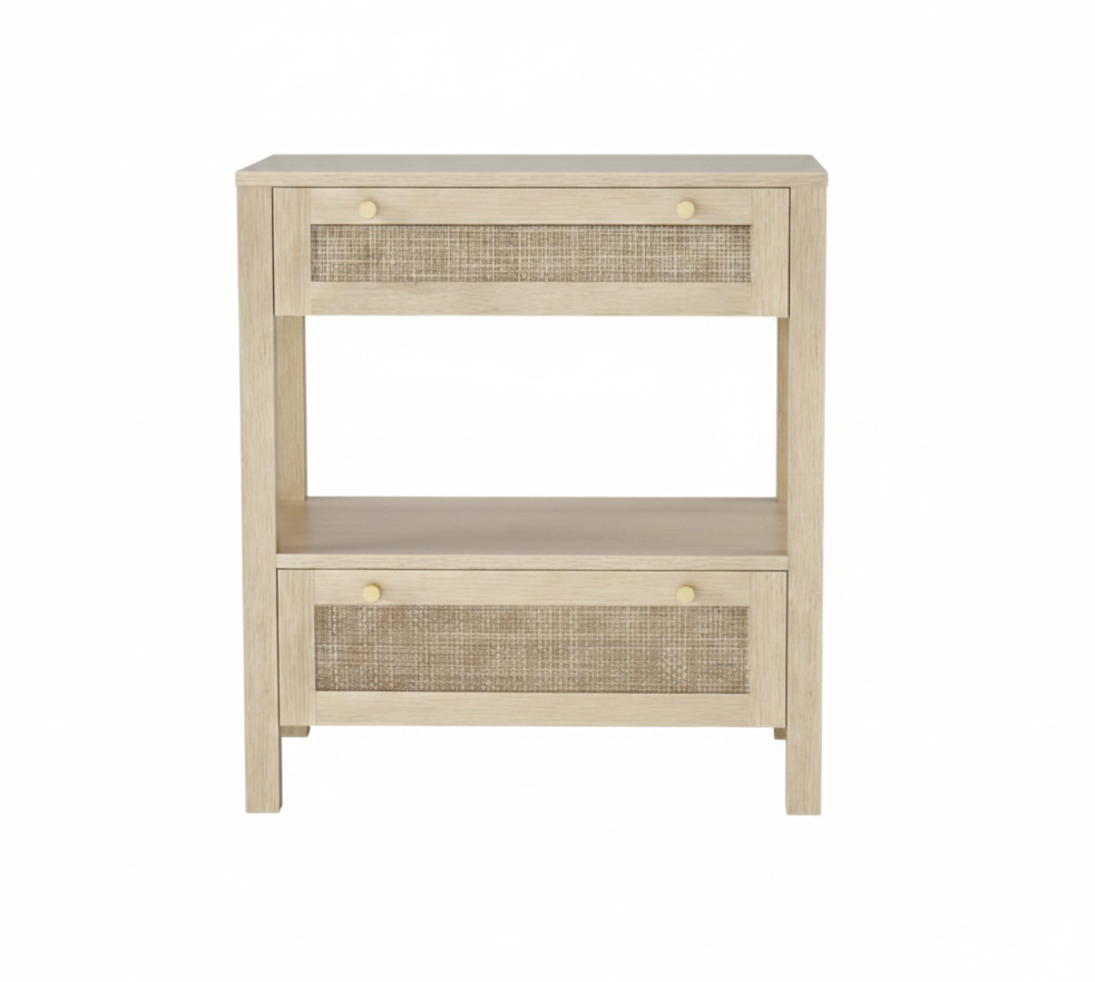 Rattan Nightstand w/ Drawers
