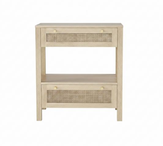 Rattan Nightstand w/ Drawers