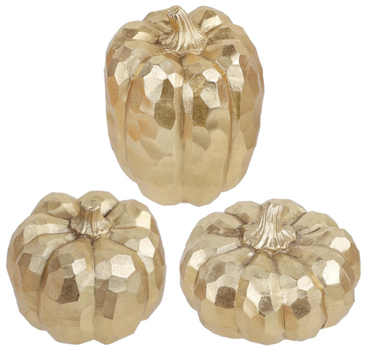 Gold Textured Resin Pumpkins, Set of 3