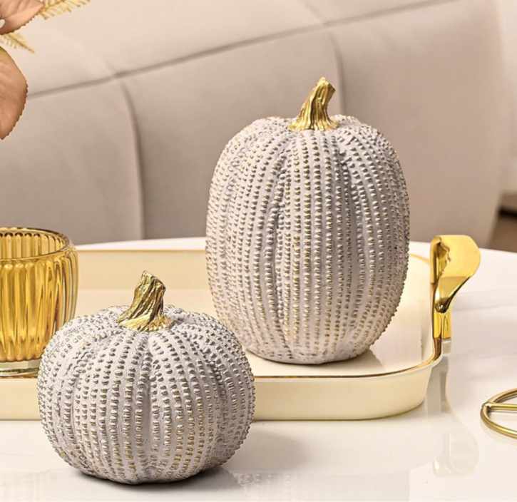 Dotted Resin Pumpkins, Set of 2