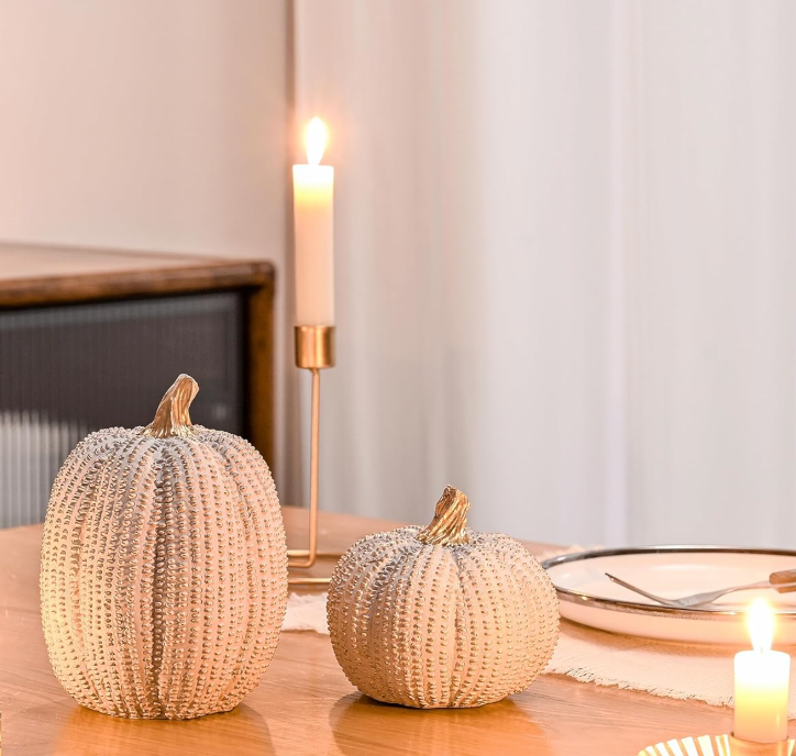 Dotted Resin Pumpkins, Set of 2