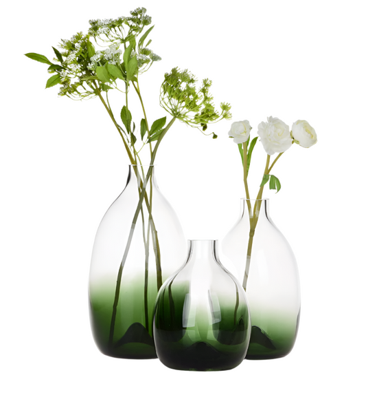 Ombre Green Glass Vase, Various Sizes