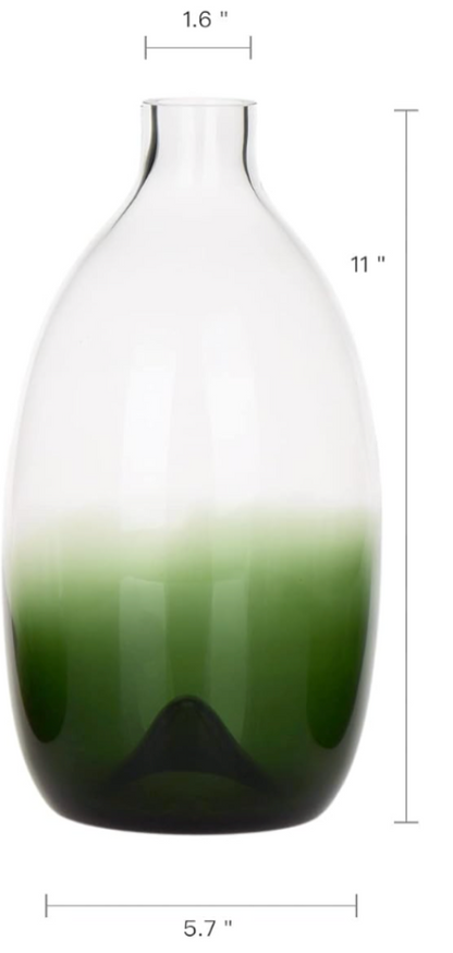 Ombre Green Glass Vase, Various Sizes