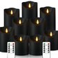 Black LED Flameless Flickering Candles, Set of 9