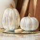 White and Gold Striped Pumpkins, Set of 2