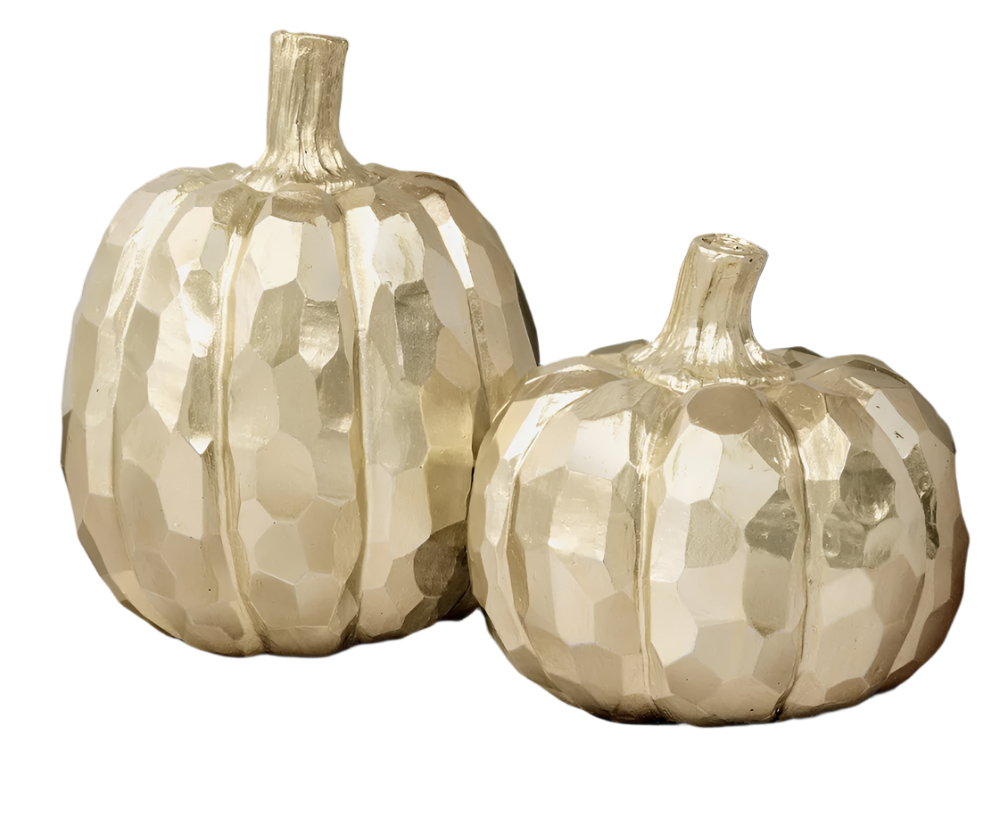 Gold Textured Resin Pumpkins, Set of 2