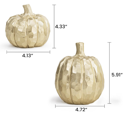 Gold Textured Resin Pumpkins, Set of 2