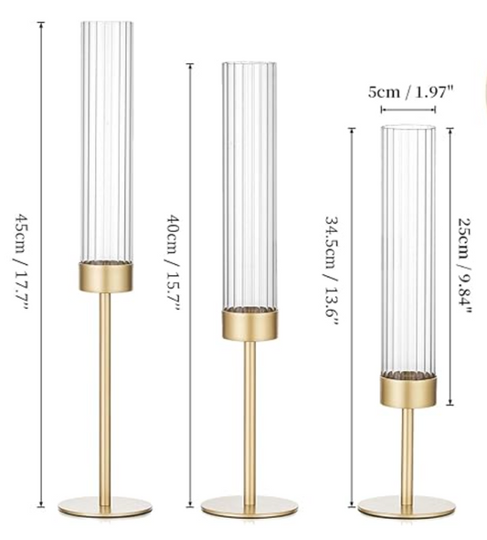 Gold Tapered Candleholders, Set of 6