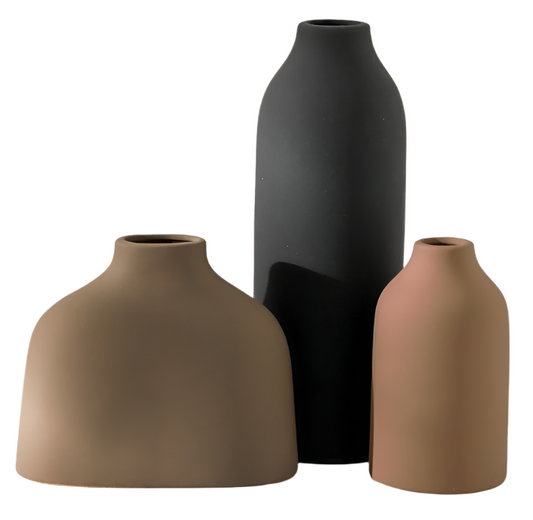 Ceramic Matte Finish Vases, Set of 3