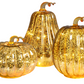 Lighted Gold Mercury Glass Pumpkins, Various Sizes