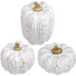 Carved White & Gold Pumpkins, Set of 3