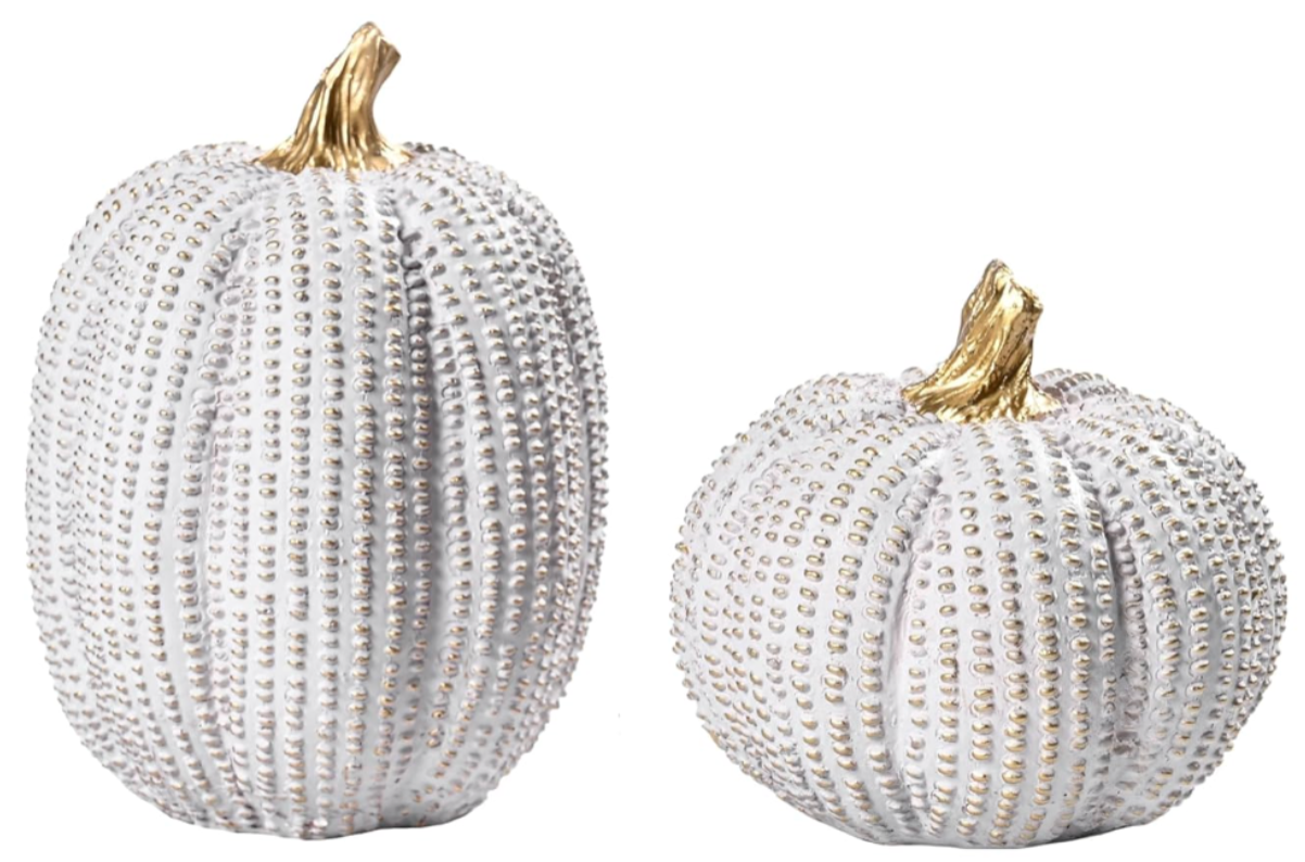 Dotted Resin Pumpkins, Set of 2