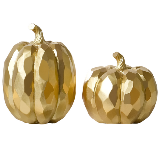 Bright Gold Textured Resin Pumpkins, Set of 2