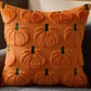 Fuzzy Pumpkin Pillow, Orange w/ Green