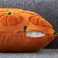 Fuzzy Pumpkin Pillow, Orange w/ Green