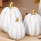 Gold and White Striped Pumpkins, Set of 3