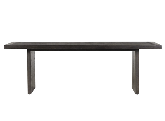 Dark wooden dining table on a white background