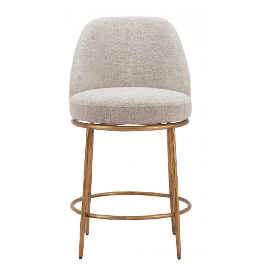 Hadley Swivel Counter Stool, Beige & Gold