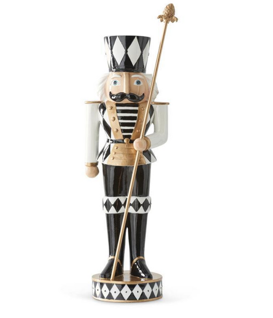 20" Black & White Soldier Nutcracker w/ Staff